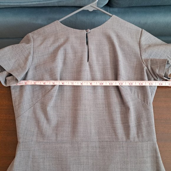 Grey suit dress, short sleeve, ruffle hem - Picture 7 of 7